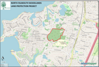 map of 56 acres protected in falmouth