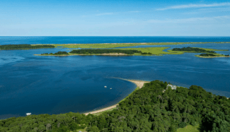 bird's eye view of Namequoit Wood Property on Little Pleasant Bay. Photo by Hardie Truesdale.