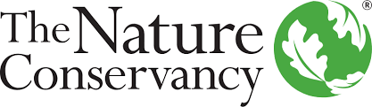 The Nature Conservancy logo, serif font, next to green circle with oak leaves.